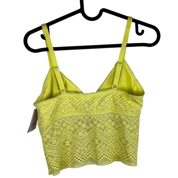 NWT Auden Unlined Long Line Bralette in Lemon Yellow Lace Size Medium Women's - Picture 3 of 7